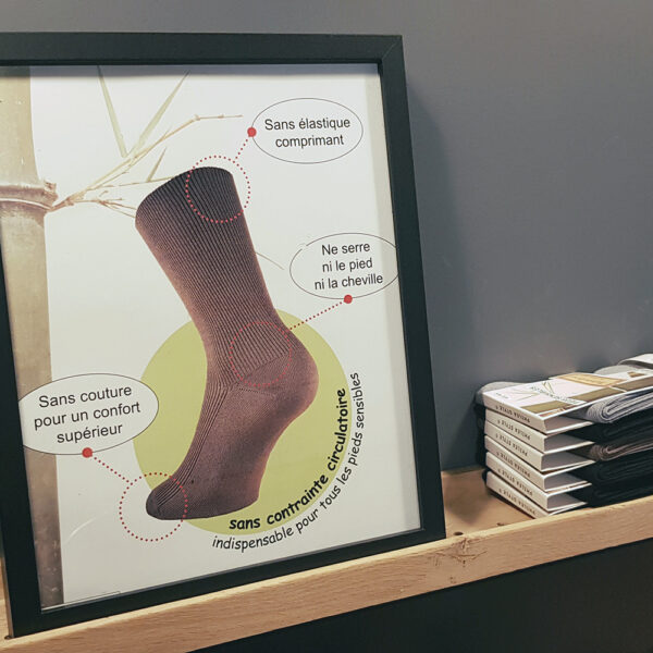 Photo d'un tableau présentant les avantages de la chaussette non comprimante